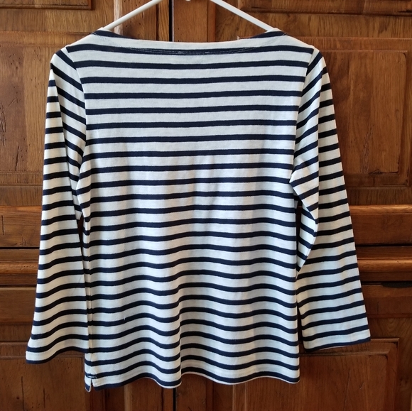 J Crew Striped White & Navy Striped Boatneck Tee NWOT - Picture 2 of 4